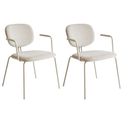 Beliani Set Of 2 Dining Chairs Carille Chenille Light Beige - image 1