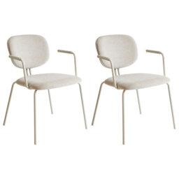 Beliani Set Of 2 Dining Chairs Carille Chenille Light Beige - thumbnail 1