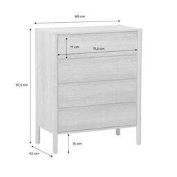 Sweeek - Wood Effect Chest Of 4 Drawers Natural 80X42X98 Cm - Harmony - thumbnail 5