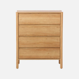 Sweeek - Wood Effect Chest Of 4 Drawers Natural 80X42X98 Cm - Harmony - thumbnail 2