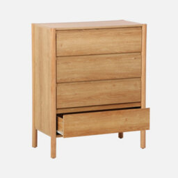 Sweeek - Wood Effect Chest Of 4 Drawers Natural 80X42X98 Cm - Harmony - thumbnail 3