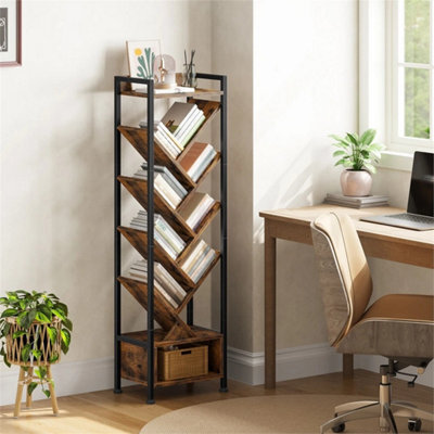 Brown 38 X 25 X 130Cm Bookcase Tree Bookshelf Shelving Unit Floorstanding Book Shelf Storage - image 1
