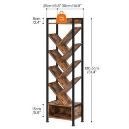Brown 38 X 25 X 130Cm Bookcase Tree Bookshelf Shelving Unit Floorstanding Book Shelf Storage - thumbnail 2