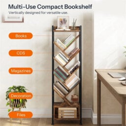 Brown 38 X 25 X 130Cm Bookcase Tree Bookshelf Shelving Unit Floorstanding Book Shelf Storage - thumbnail 5
