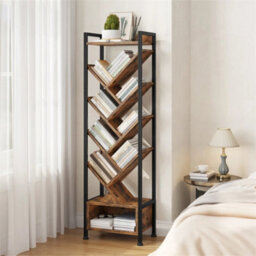 Brown 38 X 25 X 130Cm Bookcase Tree Bookshelf Shelving Unit Floorstanding Book Shelf Storage - thumbnail 4