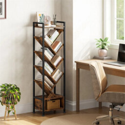 Brown 38 X 25 X 130Cm Bookcase Tree Bookshelf Shelving Unit Floorstanding Book Shelf Storage - thumbnail 1