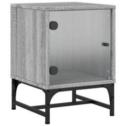 Berkfield Bedside Cabinets With Glass Doors 2 Pcs Grey Sonoma 35X37X50 Cm - thumbnail 4