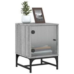 Berkfield Bedside Cabinets With Glass Doors 2 Pcs Grey Sonoma 35X37X50 Cm - thumbnail 5