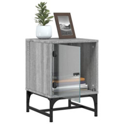 Berkfield Bedside Cabinets With Glass Doors 2 Pcs Grey Sonoma 35X37X50 Cm - thumbnail 6
