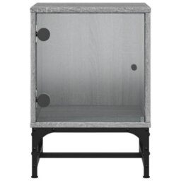 Berkfield Bedside Cabinets With Glass Doors 2 Pcs Grey Sonoma 35X37X50 Cm - thumbnail 7