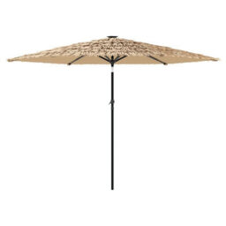 Berkfield Garden Parasol With Leds And Steel Pole Brown 288X288X225 Cm - thumbnail 6