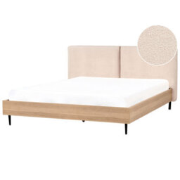 Beliani Bed Boucle Limanton 180 X 200 Cm (Eu Super King) Beige - thumbnail 1