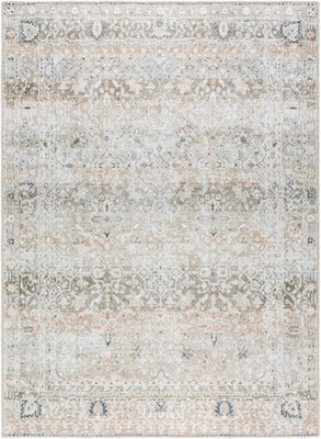 Livabliss Our Pnw Home Rainier-Washable Brown Green Traditional Vintage Boho Living Dining Bedroom Rug 160 X 220 Cm Easy Care, Non Shedding - image 1