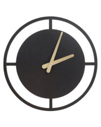 Wyld and Coco Nexa Home Wall Clock 40Cm Black Steel Minimalist Design With Gold Hands - Ready To Hang - thumbnail 1