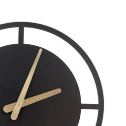 Wyld and Coco Nexa Home Wall Clock 40Cm Black Steel Minimalist Design With Gold Hands - Ready To Hang - thumbnail 5