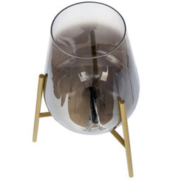 Beliani Table Lamp Gold Steel With Smoked Glass Shade, Modern Glam Night Lamp, 55Cm Diameter, 44Cm High - thumbnail 4