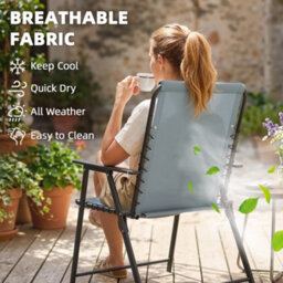 Outsunny Folding Garden Chairs, Outdoor Chairs Set Of 2, Light Grey - thumbnail 6