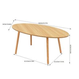 Single Tier Oval Coffee Table Natural Wood Colour Simple Living Room Side Table - thumbnail 2