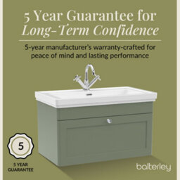 Balterley Swynnerton Traditional Bathroom Wall Hung 1-Drawer Vanity Unit & Fireclay Basin, Satin Green, 800mm - thumbnail 6