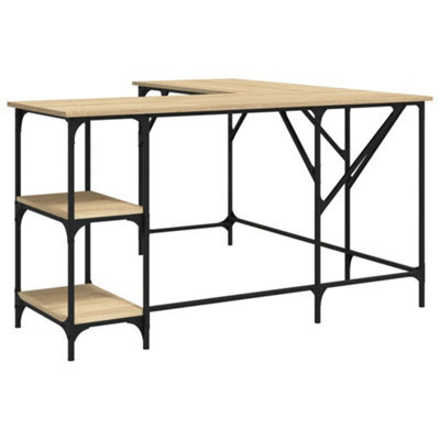 Berkfield Industrial Desk Sonoma Oak 139X139X75 Cm Engineered Wood