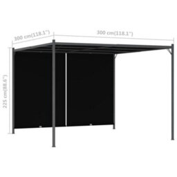Walplus Garden Pergola With Retractable Roof 3X3 M Anthracite - thumbnail 7