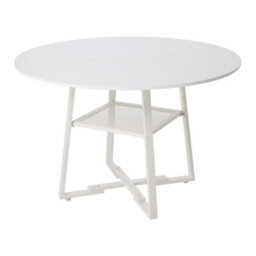 Living And Home White Round Dining Table With Storage Shelf - thumbnail 2