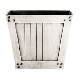 Simpa 2Pc Distressed White Slatted Wood Style Plastic Planters 31Cm (Dia) - thumbnail 3