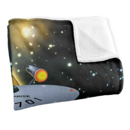 Star Trek Silky Ship 50Th Supersoft Blanket Black/gold (One Size) - thumbnail 3