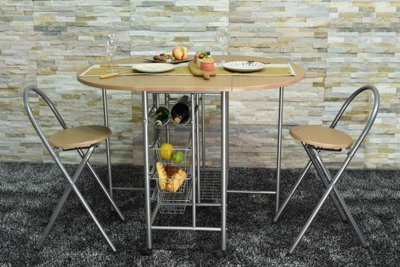 Spot On Dealz Folding Dining Table Drop Leaf Table And Chairs Space Saving Fold Away Butterfly Kitchen Breakfast Bar - image 1