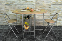 Spot On Dealz Folding Dining Table Drop Leaf Table And Chairs Space Saving Fold Away Butterfly Kitchen Breakfast Bar - thumbnail 1