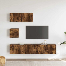 Berkfield Modern 4 Piece Tv Cabinet Set Smoked Oak Engineered Wood - thumbnail 3