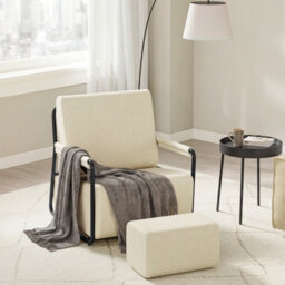 Sobuy Armchair With Footstool 29.1X26.3X30.7 Inch Load Capacity 143 Kg Fst99-Mi - Cream - thumbnail 5