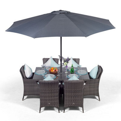 That's Furniture Savannah Rectangular 6 Seater Rattan Patio Dining Set - Grey - image 1