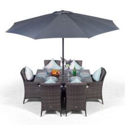 That's Furniture Savannah Rectangular 6 Seater Rattan Patio Dining Set - Grey - thumbnail 1