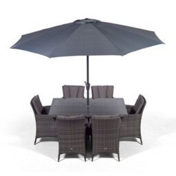 That's Furniture Savannah Rectangular 6 Seater Rattan Patio Dining Set - Grey - thumbnail 4