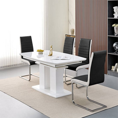 Furniture in Fashion Genisimo Small Gloss Extending Dining Table 4 Symphony Black Chairs - image 1
