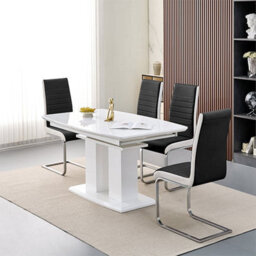 Furniture in Fashion Genisimo Small Gloss Extending Dining Table 4 Symphony Black Chairs - thumbnail 1