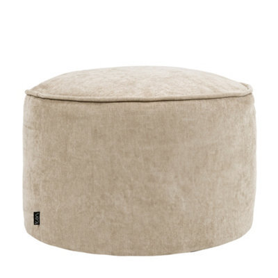 icon Round Chenille Bean Bag Pouffe Natural Large Chenille Footstool