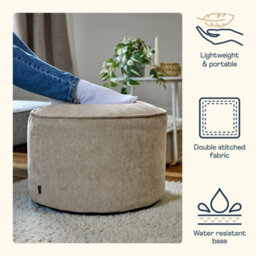 icon Round Chenille Bean Bag Pouffe Natural Large Chenille Footstool - thumbnail 3