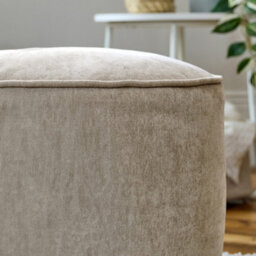 icon Round Chenille Bean Bag Pouffe Natural Large Chenille Footstool - thumbnail 4