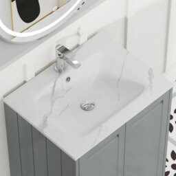 Royal Bathrooms Elmore 600mm Traditional Floor Standing 2 Door Bathroom Vanity Unit With Sintered Stone Basin - Matt Pebble Grey - thumbnail 9