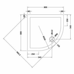 Slip Resistant 800mm X 800mm Premium Slimline Quadrant Shower Tray - White, Anti-Slip Stone Resin Bathroom Base By Balterley - thumbnail 2