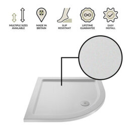 Slip Resistant 800mm X 800mm Premium Slimline Quadrant Shower Tray - White, Anti-Slip Stone Resin Bathroom Base By Balterley - thumbnail 3