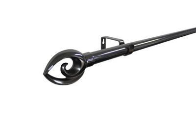 GoodHome Kilmos Gloss Black Nickel Effect Extendable Bullet Curtain Pole Set, (L)1200mm-2100mm (Dia)28mm - image 1