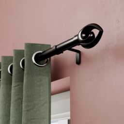 GoodHome Kilmos Gloss Black Nickel Effect Extendable Bullet Curtain Pole Set, (L)1200mm-2100mm (Dia)28mm - thumbnail 4