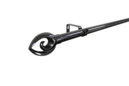 GoodHome Kilmos Gloss Black Nickel Effect Extendable Bullet Curtain Pole Set, (L)1200mm-2100mm (Dia)28mm