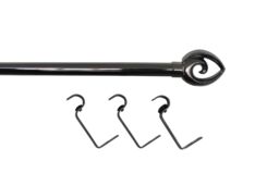 GoodHome Kilmos Gloss Black Nickel Effect Extendable Bullet Curtain Pole Set, (L)1200mm-2100mm (Dia)28mm - thumbnail 2