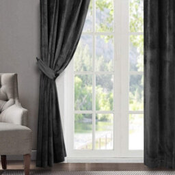 Moonlight Bedding Velvet Ring Top Curtains- Fully Lined Dim Out Blackout Pair, Ultra Soft Thermal Curtains (Charcoal, 66X72 Inch) - thumbnail 8