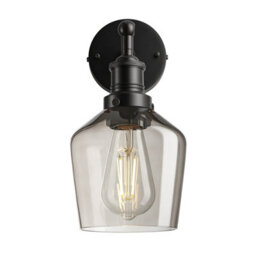 Industville Brooklyn Glass Schoolhouse Wall Light - 5.5 Inch, Mocha Glass Schoolhouse - 5.5 Inch, Black Wall Holder - thumbnail 2