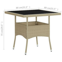 Berkfield Outdoor Dining Table Beige Poly Rattan And Glass - thumbnail 5